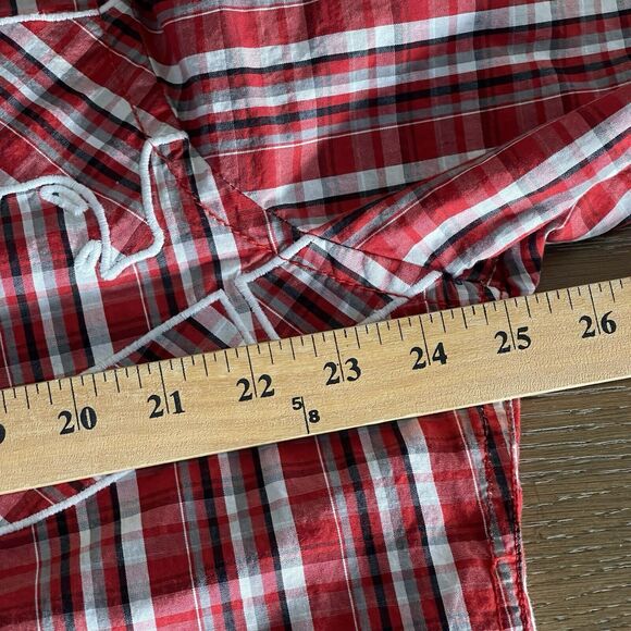 Ecko Button Up Shirt Mens Extra Large XL Red Plaid Embroidered Rhino Y2K Cotton - Picture 12 of 12